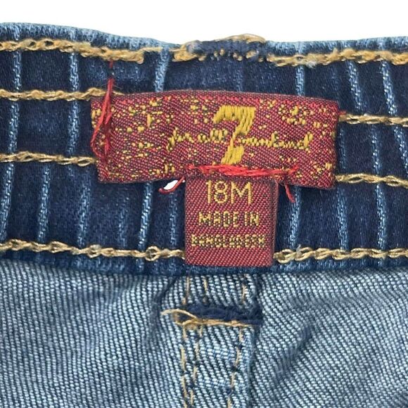 7FAMK Jeans Baby Size 18 Month Elastic Panel Snap Close 7 For All Man Kind Denim - Picture 5 of 6